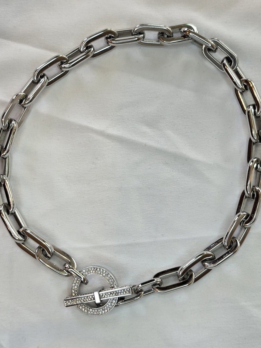 Michael Kors Cityscape Collar Necklace Toggle Choker Silver